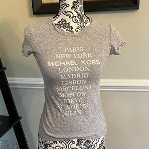 Michael Kors Heather Gray City Print Tee